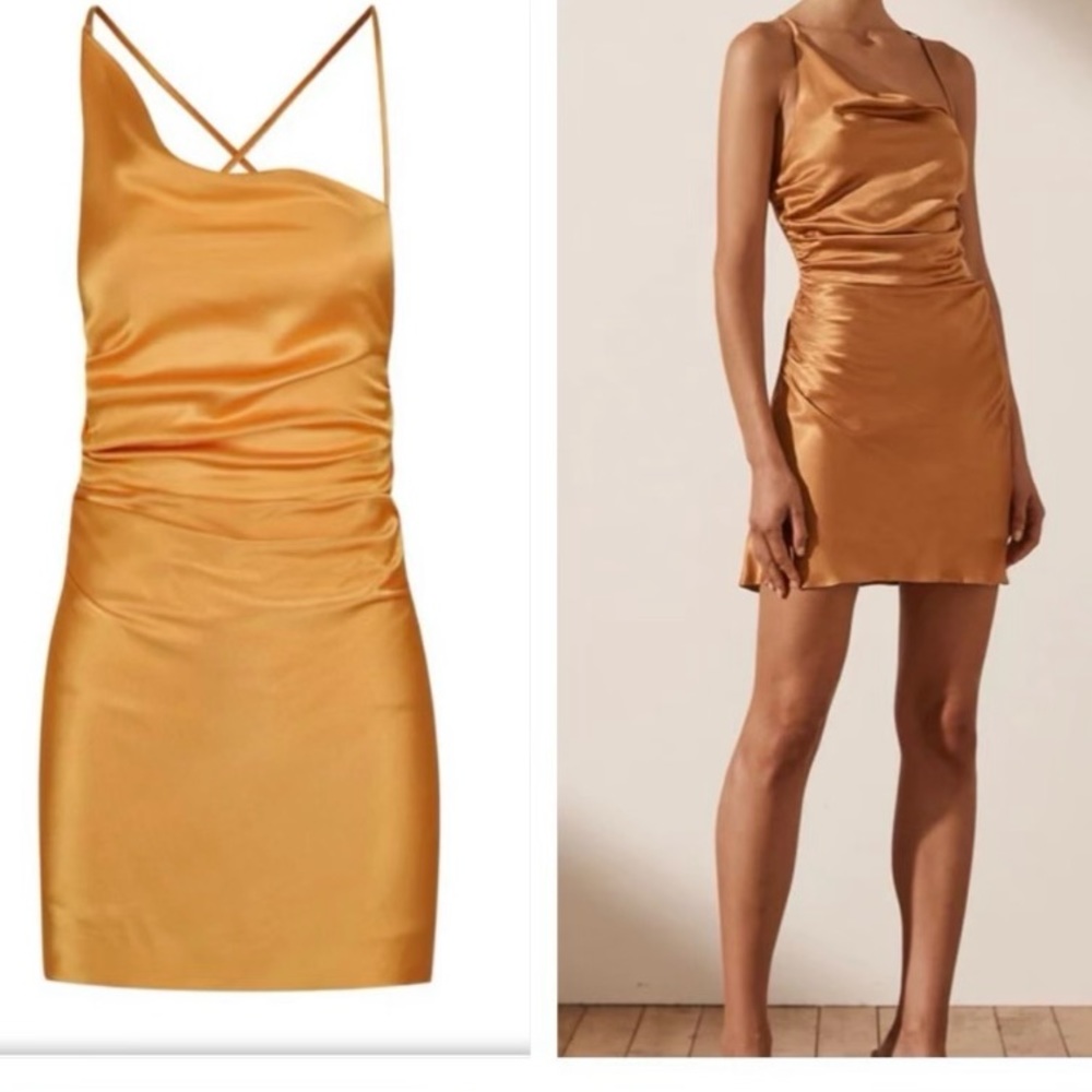 Shonajoy Alma gold  mini dress